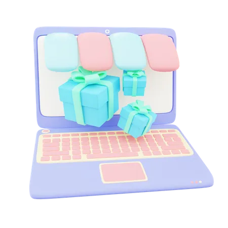 Compras de presentes on-line  3D Icon