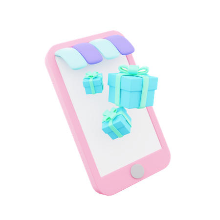 Compras de presentes on-line  3D Icon