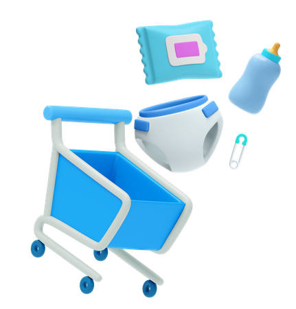 Compras de productos para bebes  3D Illustration