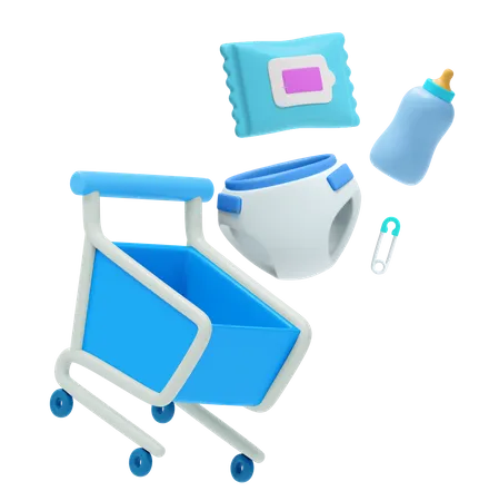 Compras de productos para bebes  3D Illustration