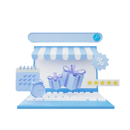 Compras de regalos en línea  3D Illustration