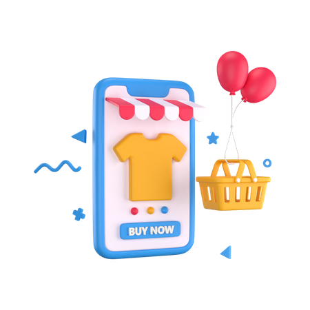 Compras de ropa en línea  3D Illustration