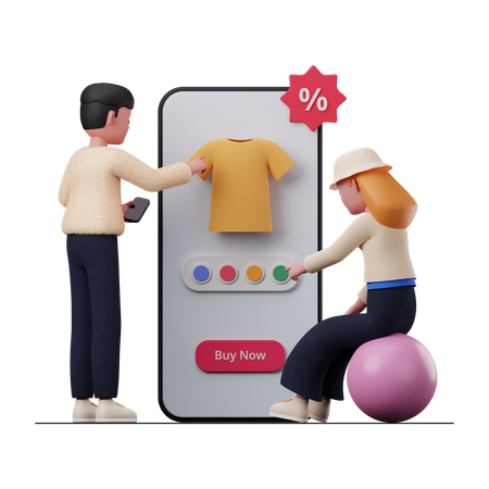 Compras de roupas on-line  3D Illustration