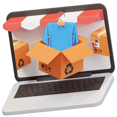 Compras de pano online  3D Illustration