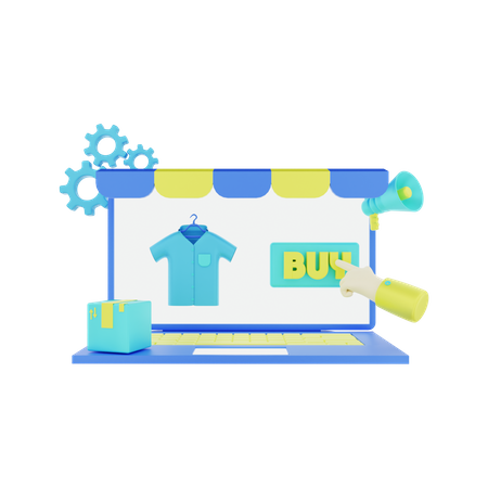 Compras de pano online  3D Illustration