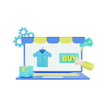 Compras de pano online  3D Illustration