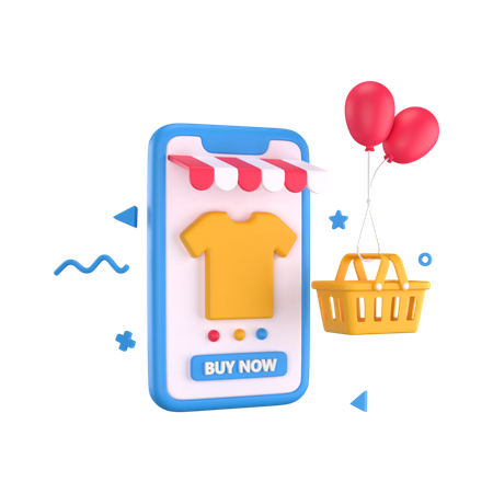 Compras de roupas on-line  3D Illustration