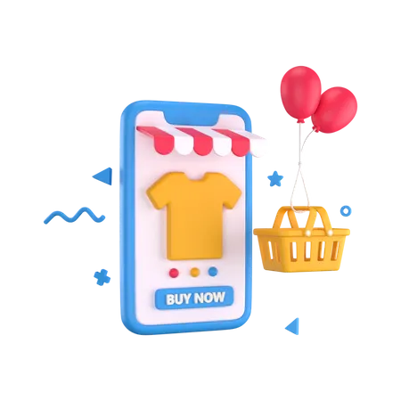 Compras de roupas on-line  3D Illustration