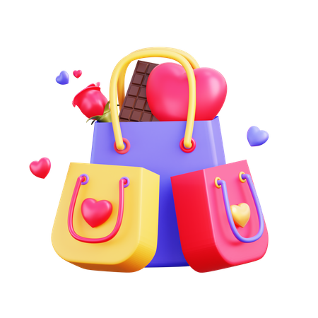 Compras de san valentin  3D Illustration