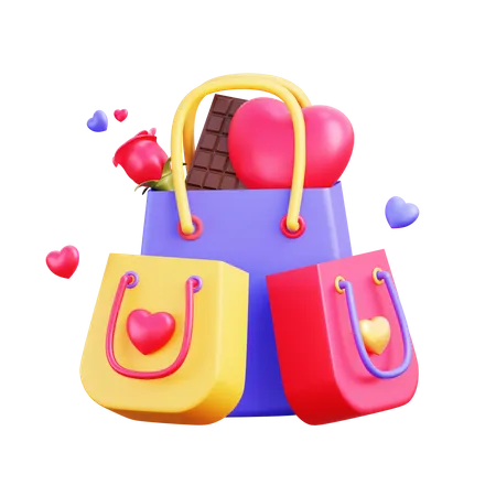 Compras de san valentin  3D Illustration