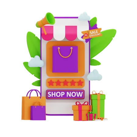 Compras móviles  3D Icon