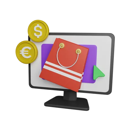 Las compras en línea  3D Icon