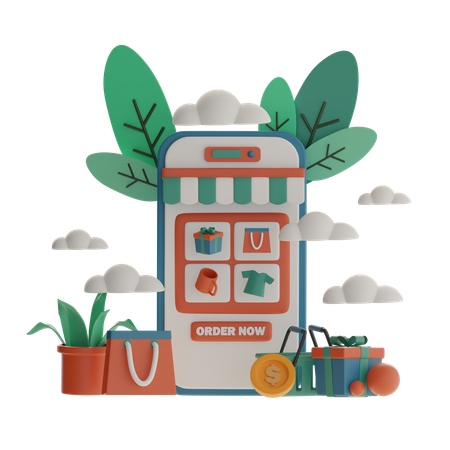 Las compras en línea  3D Illustration