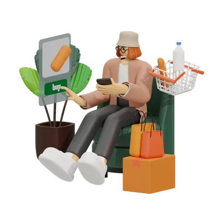 Las compras en línea  3D Illustration