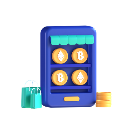 Compras de bitcoins en línea  3D Icon