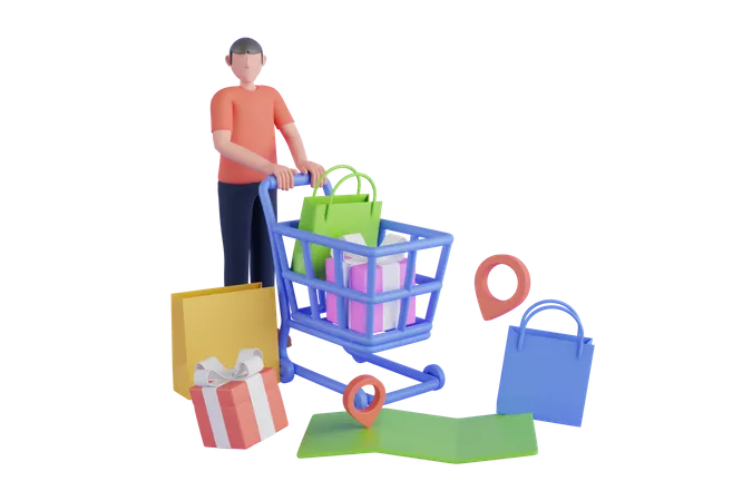 Lugar de entrega de compras en línea  3D Illustration
