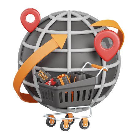 Compras globais  3D Icon