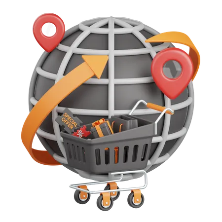 Compras globais  3D Icon