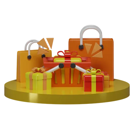 Compras gran venta  3D Illustration