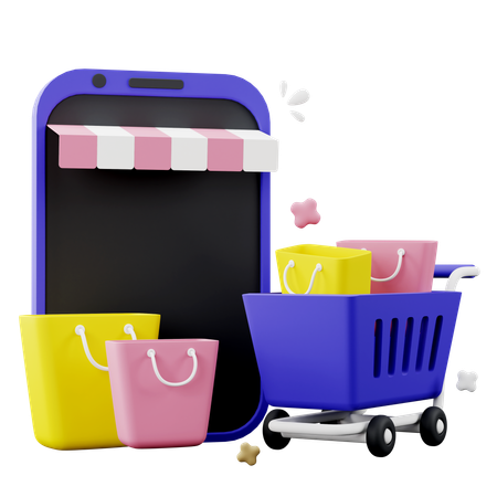 Compras pelo celular  3D Icon