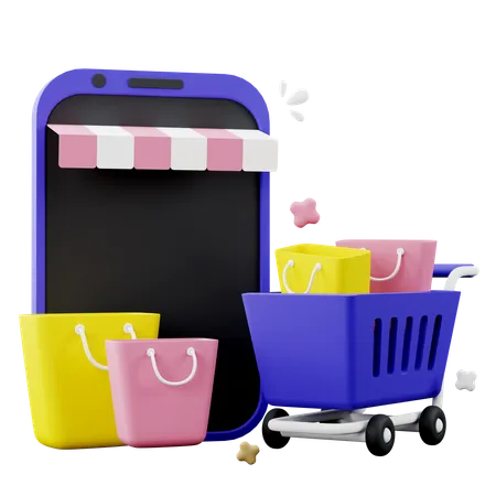 Compras pelo celular  3D Icon