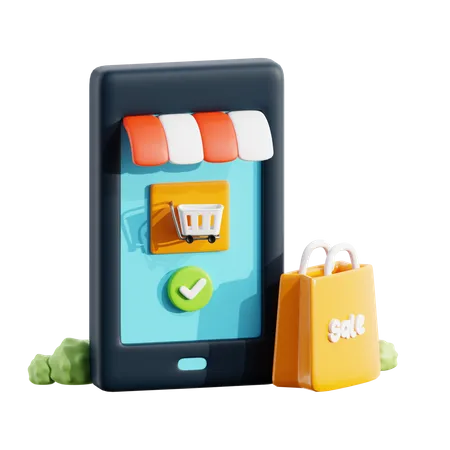 Compras móviles  3D Icon