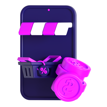 Compras pelo celular  3D Icon