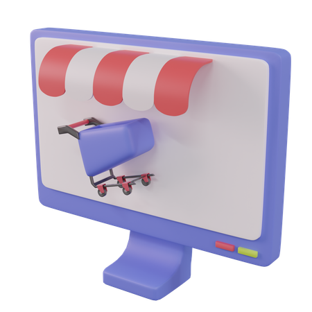 Compras on-line no computador  3D Icon