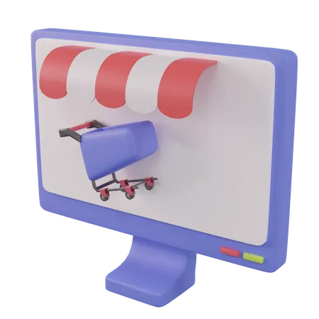 Compras on-line no computador  3D Icon