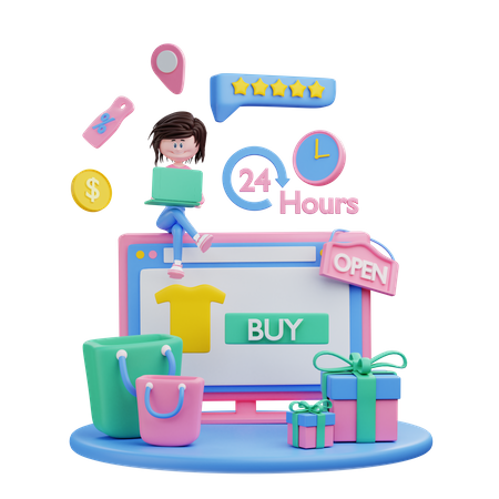 Las compras en línea  3D Illustration