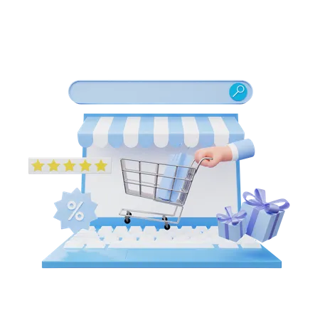 Las compras en línea  3D Illustration