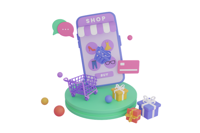 Compras online  3D Illustration