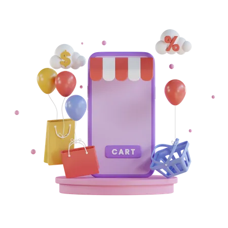 Las compras en línea  3D Illustration