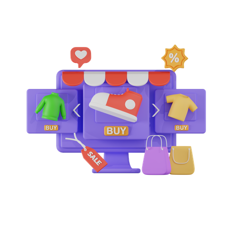 Las compras en línea  3D Illustration