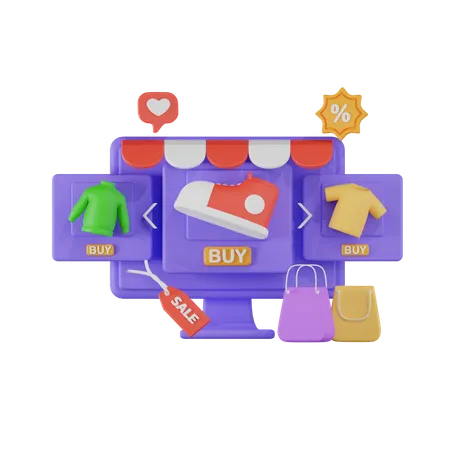 Las compras en línea  3D Illustration