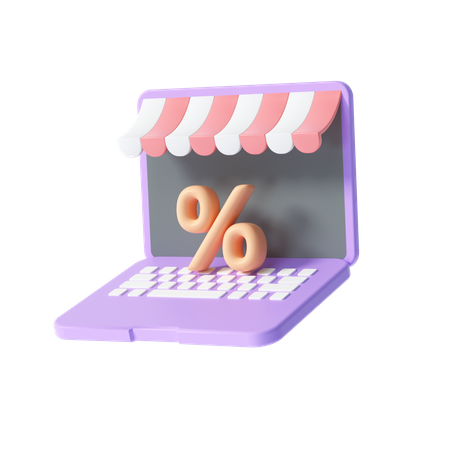 Descuento de compras en línea  3D Illustration