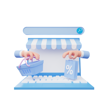 Descuento de compras en línea  3D Illustration