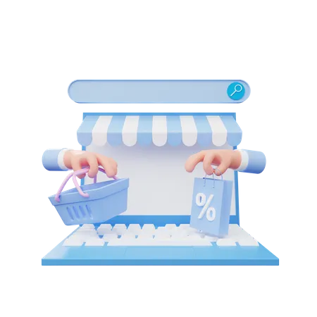 Descuento de compras en línea  3D Illustration