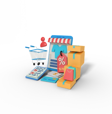 Ilustracion 3 D De Compras Con Descuento En La Tienda Online 3D Icon