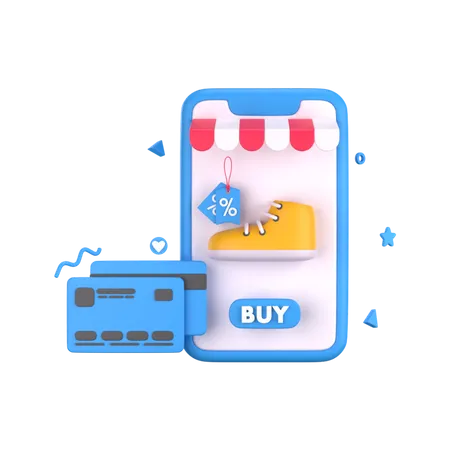 Descuento de compras en línea  3D Illustration