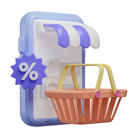 Descuento de compras en línea  3D Illustration