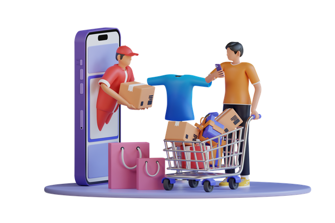 Entrega de compras en línea  3D Illustration