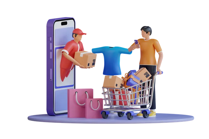 Entrega de compras en línea  3D Illustration