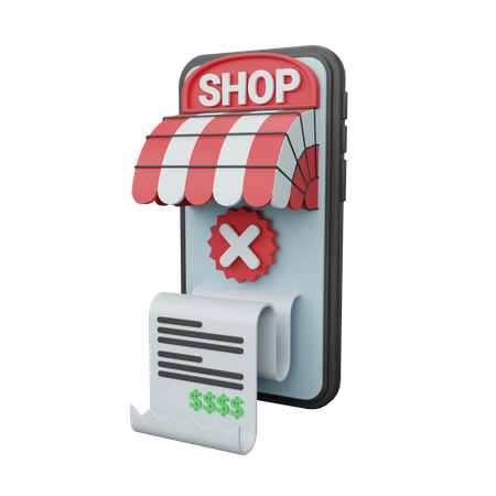 Cancelamento de pagamento de compras on-line  3D Illustration
