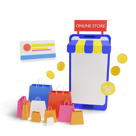 Pago con tarjeta de compras  3D Illustration