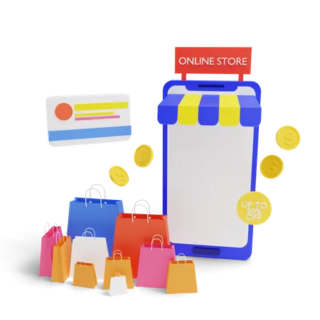 Pago con tarjeta de compras  3D Illustration