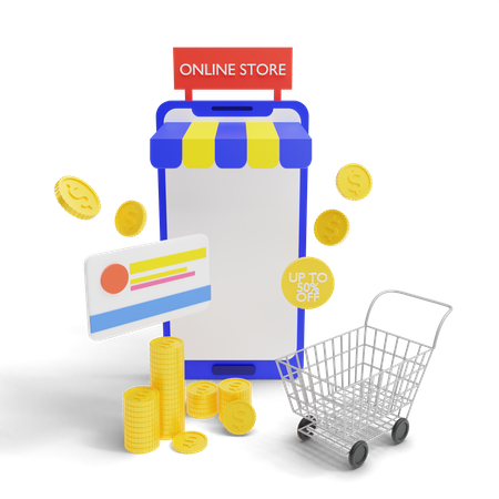 Pago con tarjeta de compras  3D Illustration