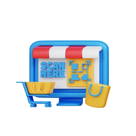 Compras en línea qr  3D Icon