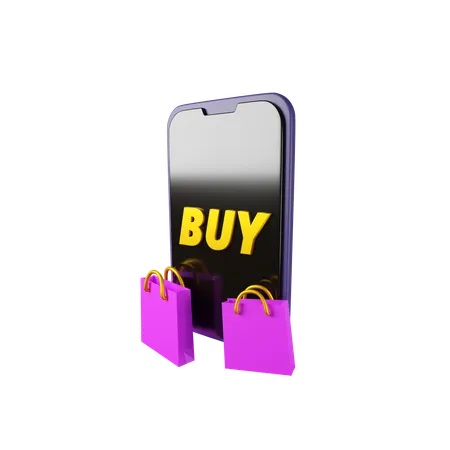 Compras pelo celular  3D Icon