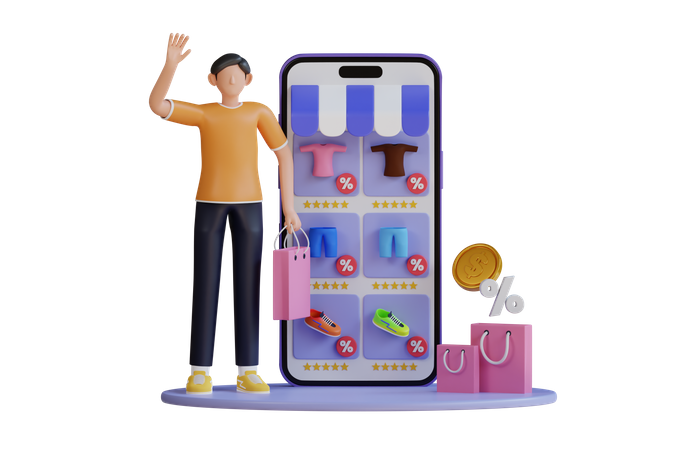 Venta de compras  3D Illustration